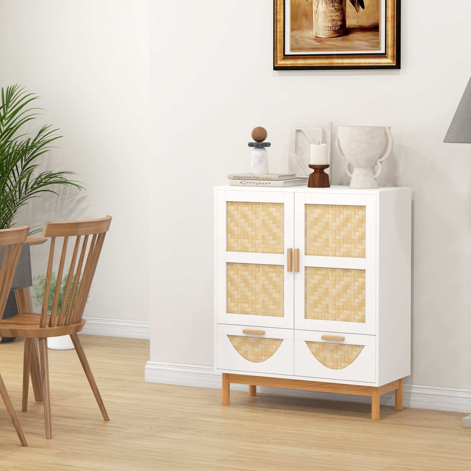 2-Door Sideboard Buffet Cabinet Accent Floor Storage Cabinet-White